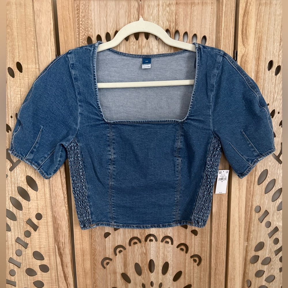 Old Navy Denim Square Neck Crop Top